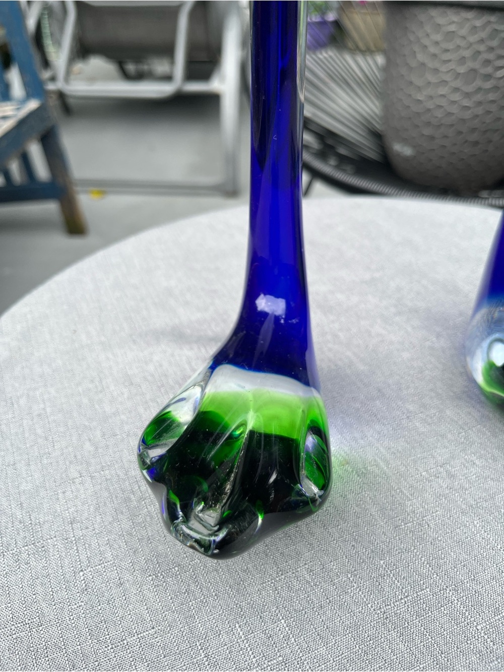 Vintage Murano Style Glass Bird Figurines Pair Blue Green Sommerso - Picture 4 of 16